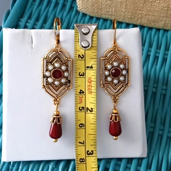 New Vintage Dark Red Themed Dangles - Picture 5 of 6